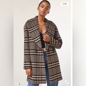 Avec Les Filles Houndstooth Wool Blend Coat